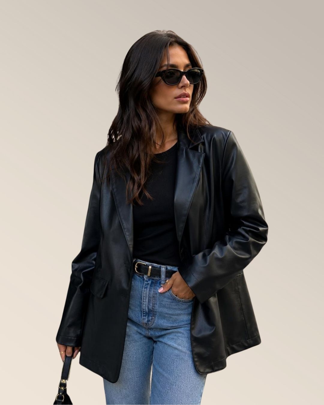 Blazer de vinipiel negro