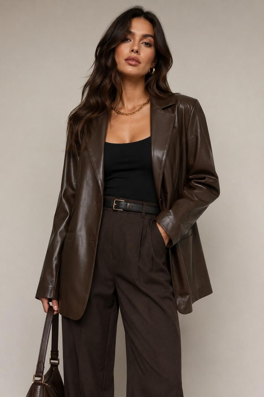 Blazer de vinipiel café